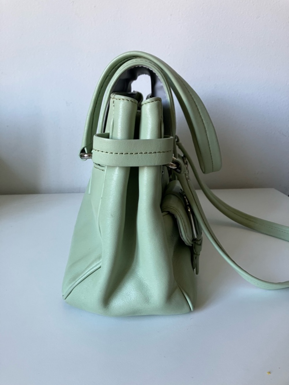 Cole Haan Alexa Mint Green Flap Satchel - Picture 6 of 9
